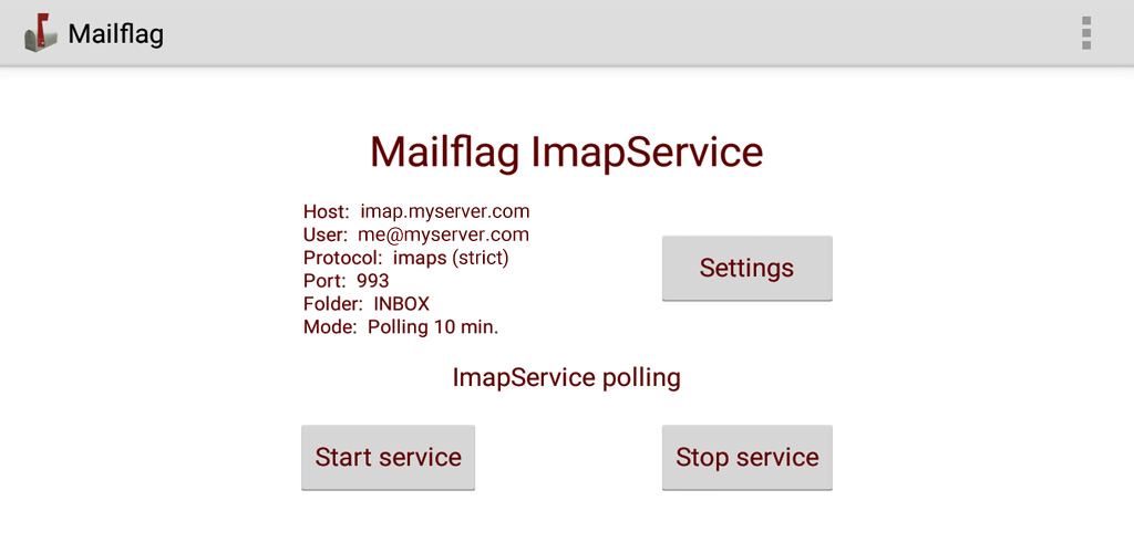 Mailflag main screen