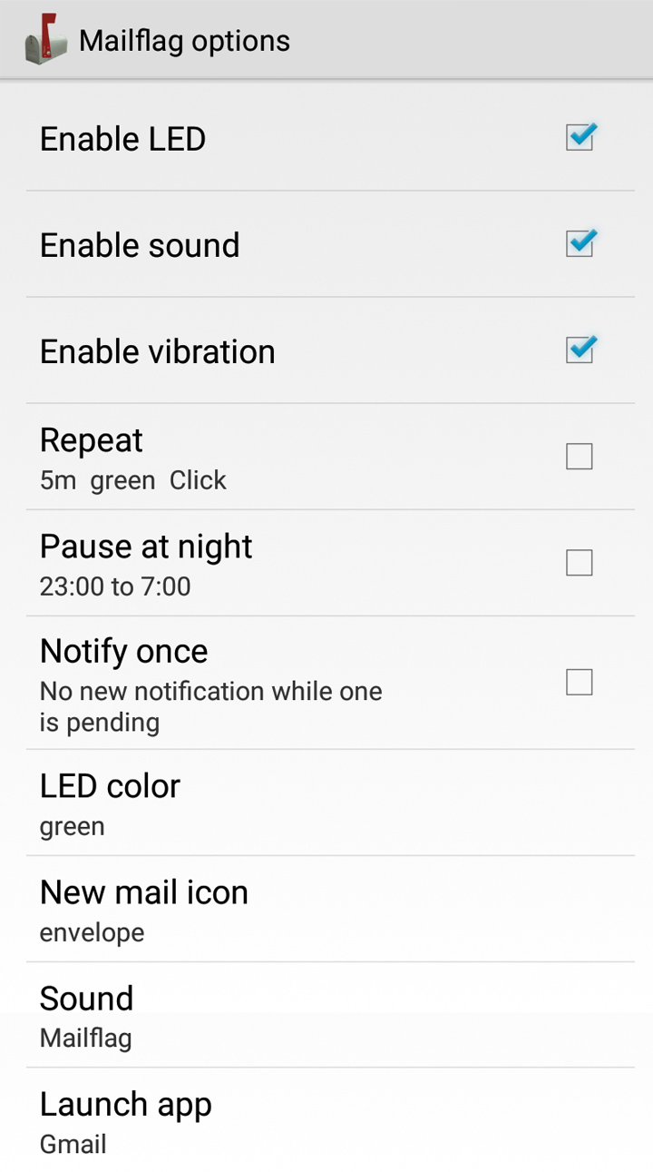 Mailflag options