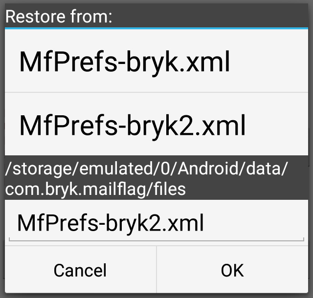 Mailflag backup/restore